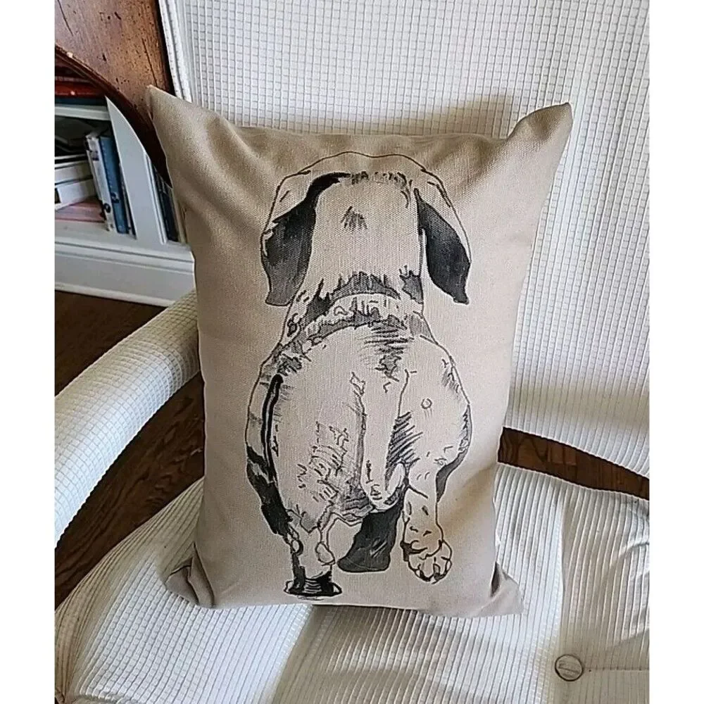 Dachshund Puppy Butt Rectangular Brown Pillow Canary Cottage Des. 15 X 11 X 5in